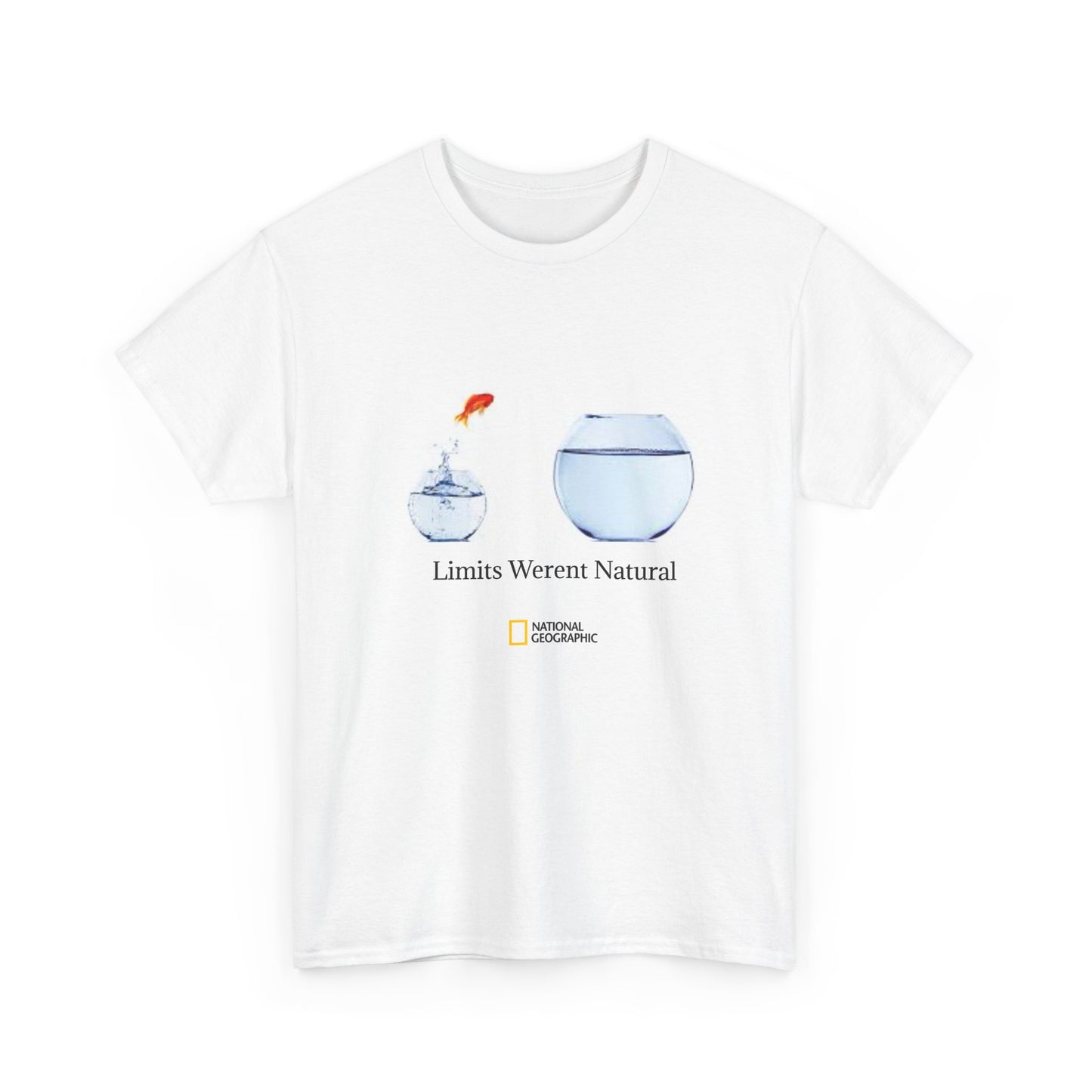 T-Shirt — 'Limits Weren't Natural' Fishbowl Illustration Tee (Inspirational, Curious & Scientific)