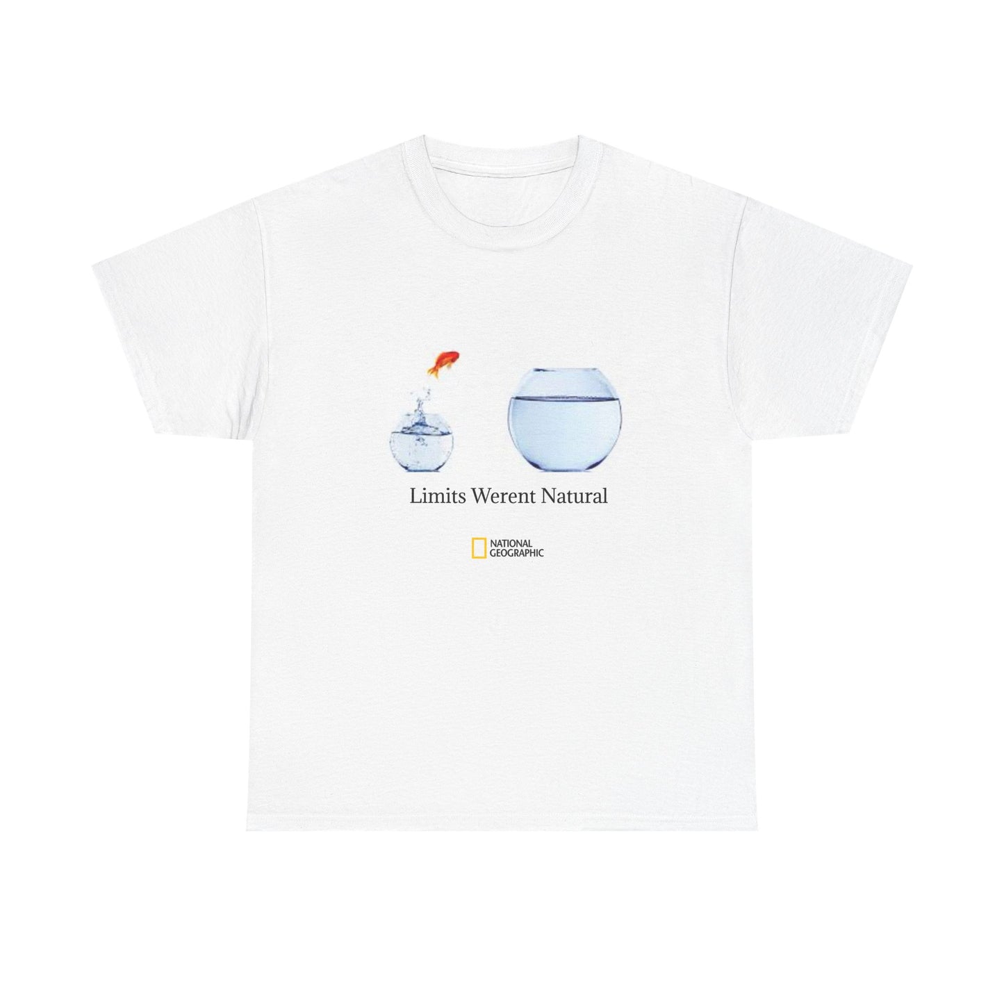T-Shirt — 'Limits Weren't Natural' Fishbowl Illustration Tee (Inspirational, Curious & Scientific)