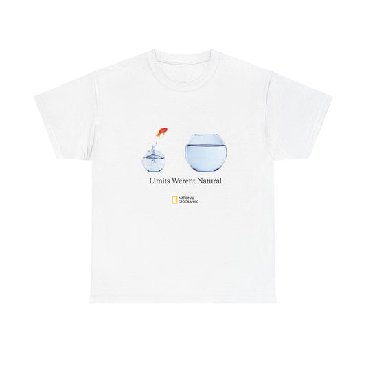 T-Shirt — 'Limits Weren't Natural' Fishbowl Illustration Tee (Inspirational, Curious & Scientific)